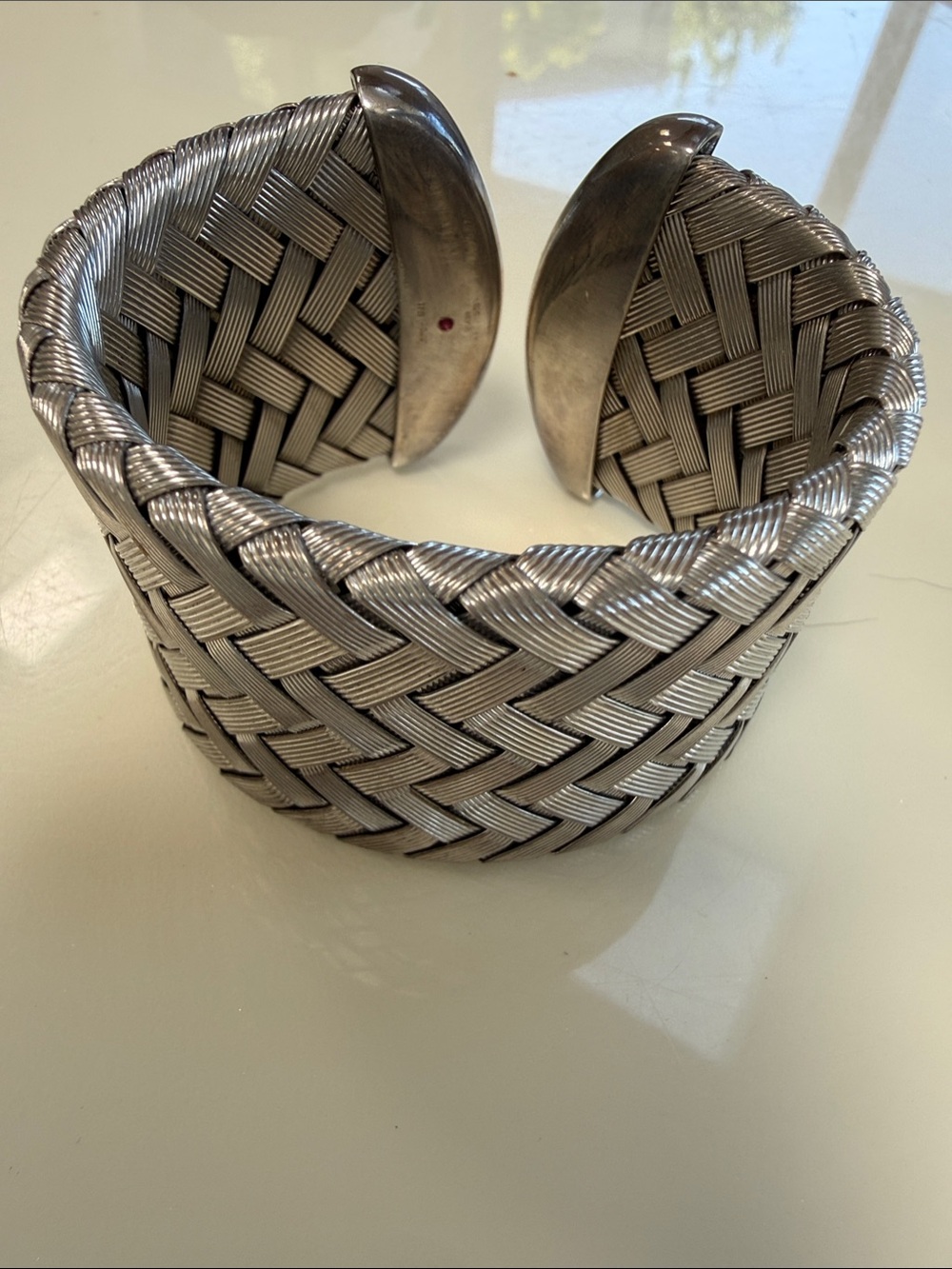 Roberto Coin Silver Woven Cuff Bracelet Ruthenium 925 Sterling silver